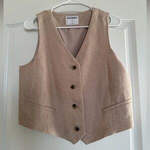 Old Navy Beige Button-Up Vest